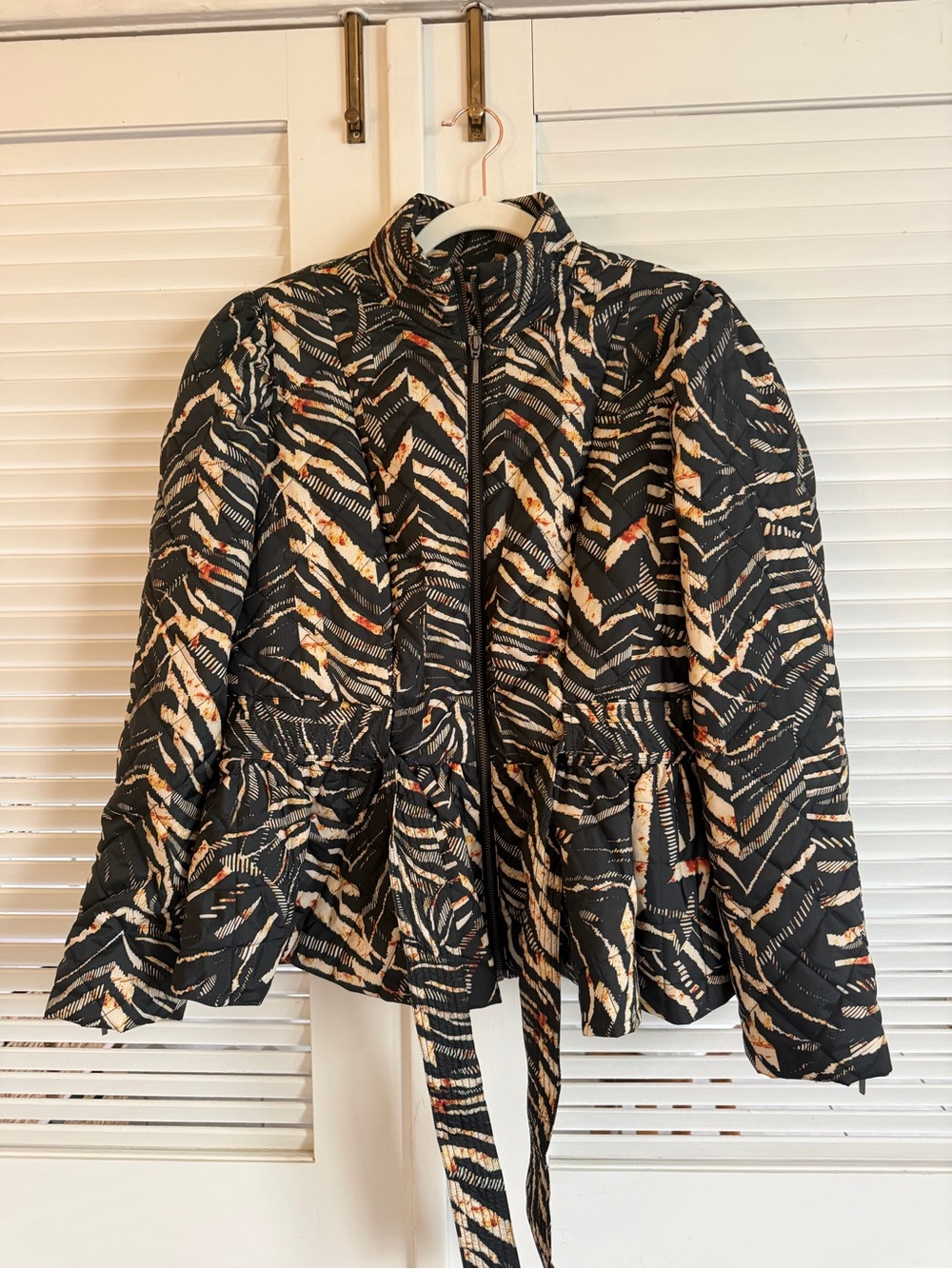 Marie Oliver Black Quilted Jacket with Cream and Yellow Floral Accents - Picture 3 of 4